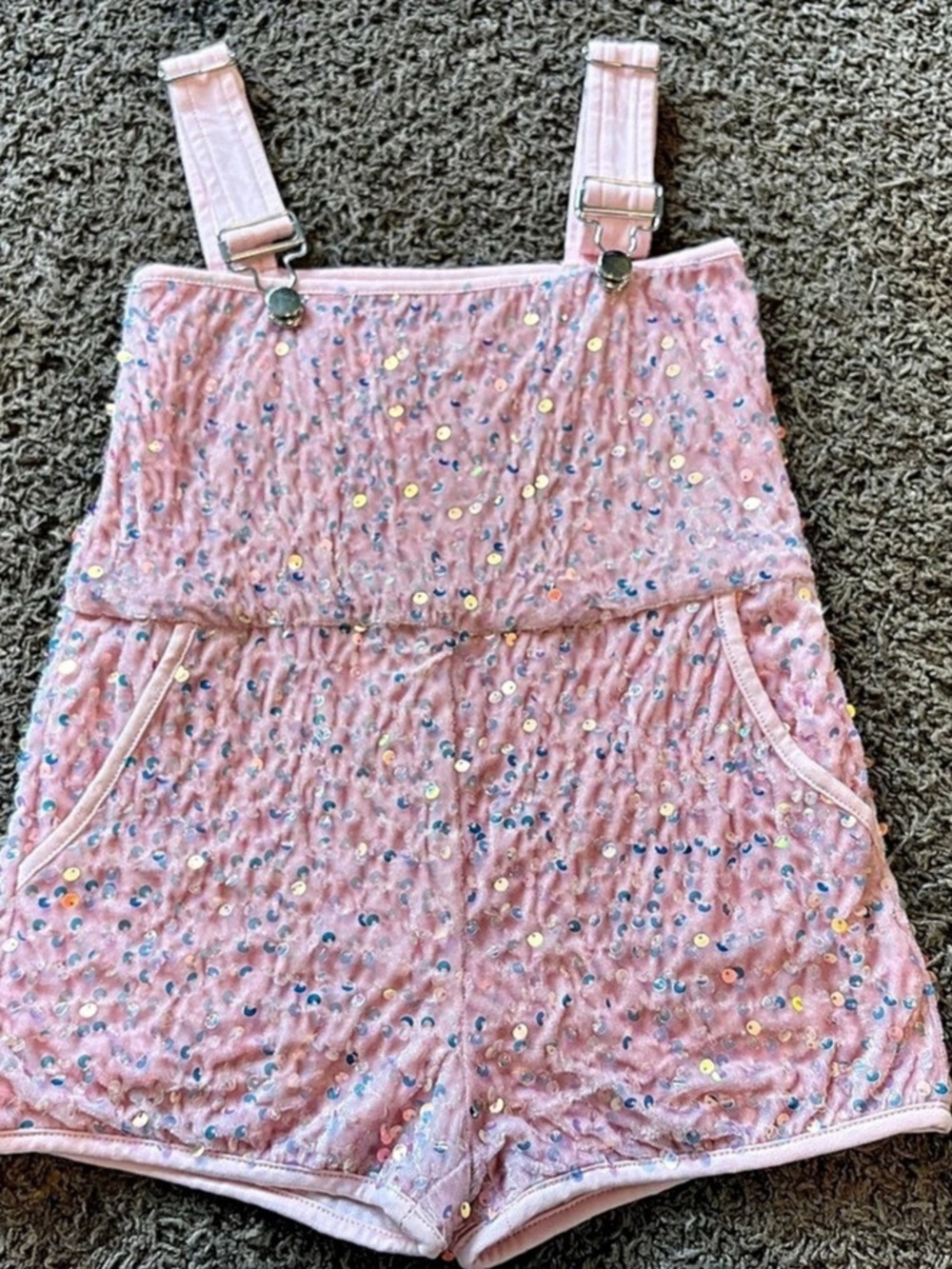 Lola & The Boys Pretty in Pink Sequin Overalls Girls Size 4 Pink